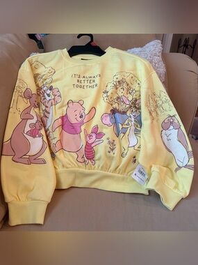 Disney Yellow Winnie the Pooh Friends Graphic Sweatshirt